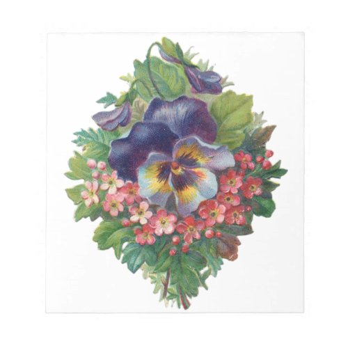 Victorian Purple Pansy Bouquet for Mothers Day Notepad