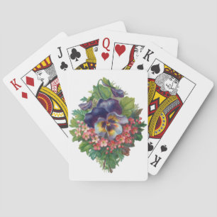 Victorian Purple Pansy Bouquet for Mother's Day Poker Cards