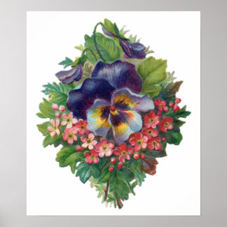 Victorian Purple Pansy Bouquet for Mother's Day Poster