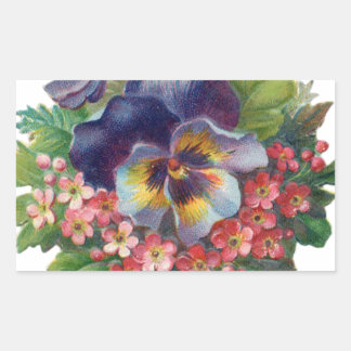 Victorian Purple Pansy Bouquet for Mother's Day Rectangular Sticker