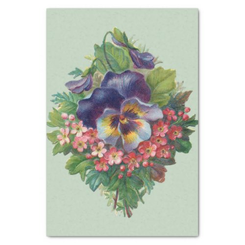 Victorian Purple Pansy Bouquet for Mothers Day Tissue Paper