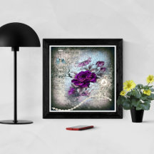 Victorian Purple Plum Rose Grunge Poster