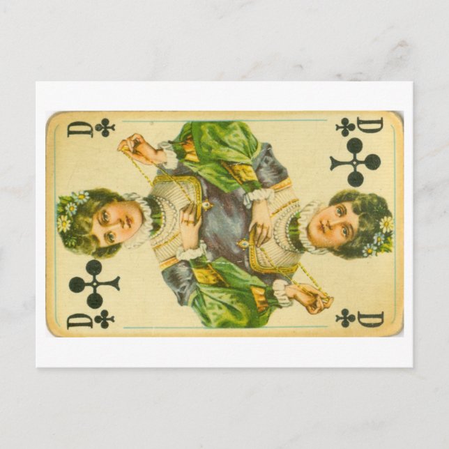 Victorian queen of clubs postcard (Front)