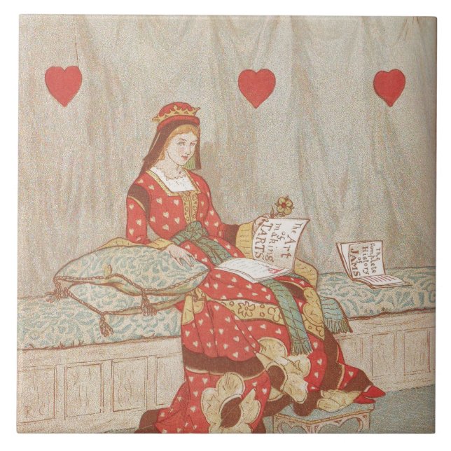 Victorian Queen of Hearts 1900's Valentine Ceramic Tile (Front)