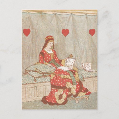 Victorian Queen of Hearts 1900s Valentine Holiday Postcard