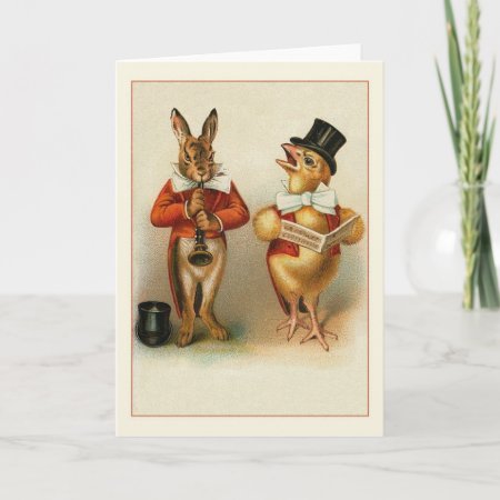 Victorian Rabbit And Chick Easter Note Card