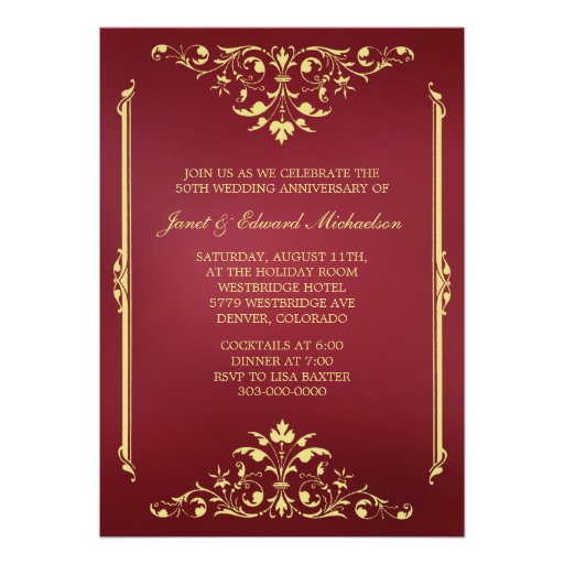 Victorian Red and Gold Anniversary Invitation 5