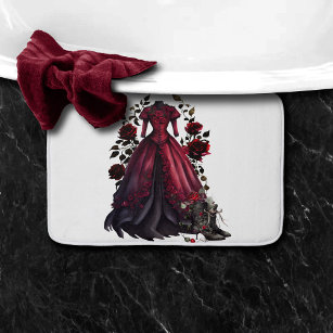 Victorian Red Dress and Heels   Antique Roses Gown Bath Mat