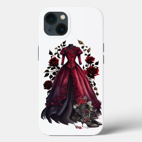 Victorian Red Dress and Heels  Antique Roses Gown iPhone 13 Case