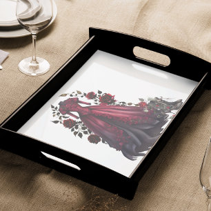 Victorian Red Dress and Heels Antique Roses Gown Tissue Paper