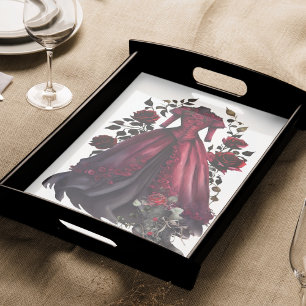 Victorian Red Dress and Heels Antique Roses Gown Tissue Paper