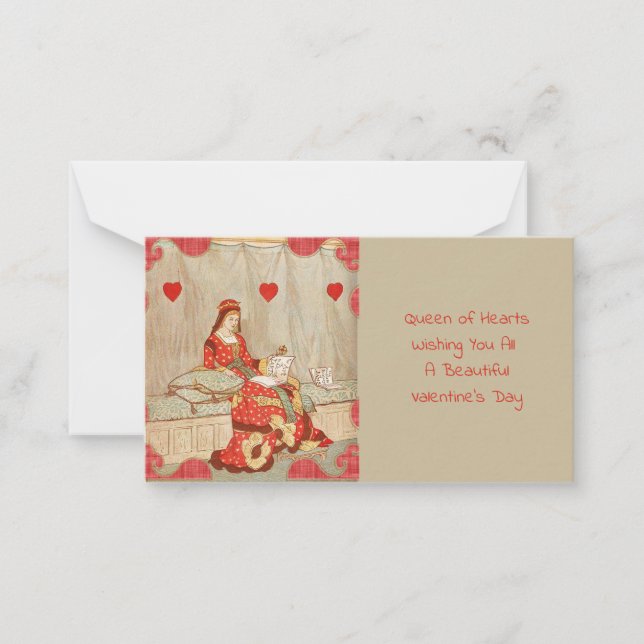 Victorian Red Heart Queen Art Love Note Card (Front)