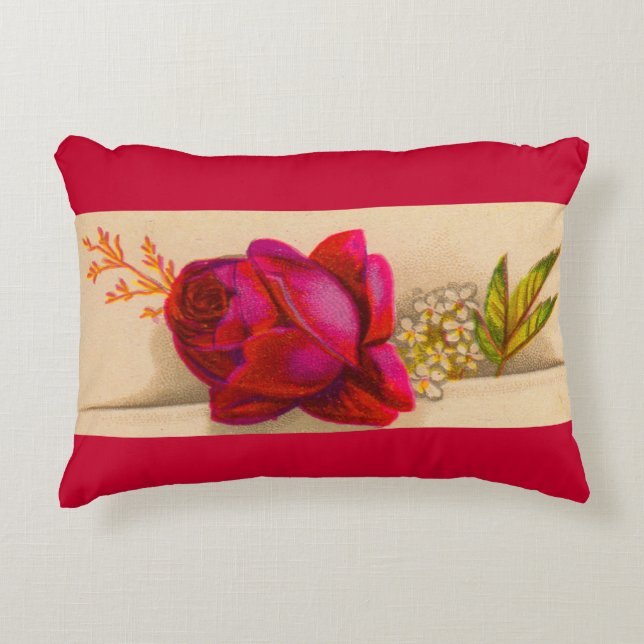 Victorian red rose accent pillow (Front)