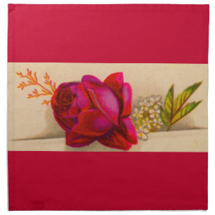 Victorian red rose cloth napkin