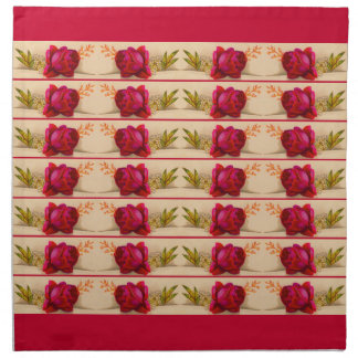 Victorian red rose cloth napkin