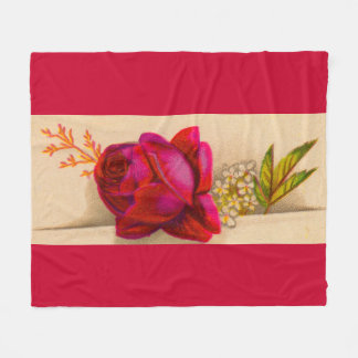 Victorian red rose fleece blanket