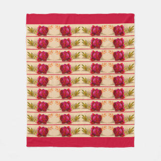 Victorian red rose fleece blanket