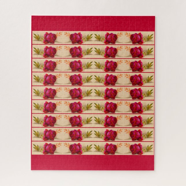 Victorian red rose jigsaw puzzle (Vertical)