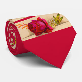 Victorian red rose neck tie