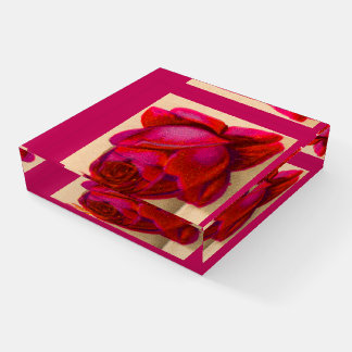 Victorian red rose paperweight