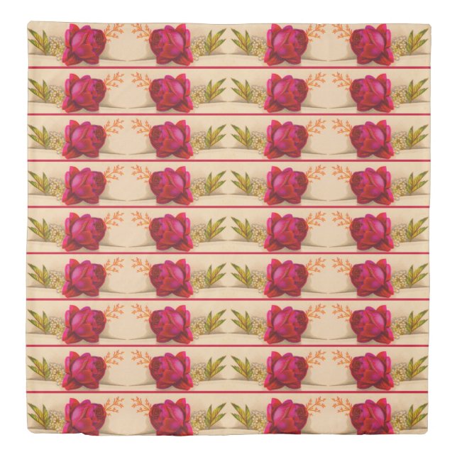Victorian red rose print duvet cover (Front)