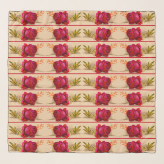 Victorian red rose print scarf