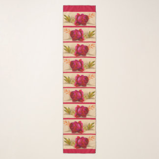 Victorian red rose print scarf
