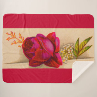 Victorian red rose sherpa blanket