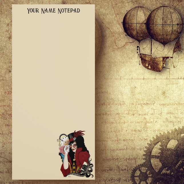 Victorian Red Steampunk Black Octopus Magnetic Notepad (Creator Uploaded)
