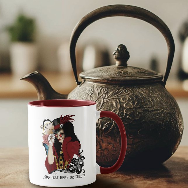 Victorian Red Steampunk Black Octopus Mug (Creator Uploaded)