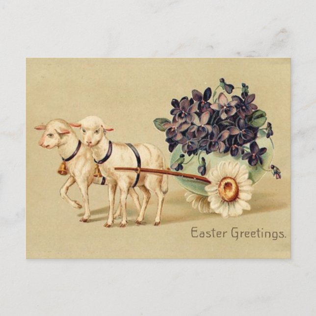 Victorian Retro Vintage Easter Greetings Holiday Postcard (Front)