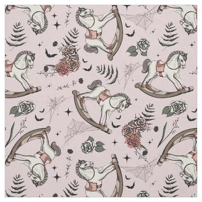 Victorian Rocking Horse Chic Noir Fine-Line Fabric (Swatch)