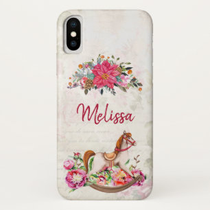Victorian Rocking Horse & Poinsettia Christmas iPhone X Case