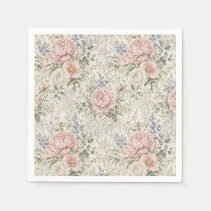 Victorian Romance: Blushing Peonies Delicate Lace Napkins