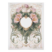 Victorian Romance Floral Background Poster