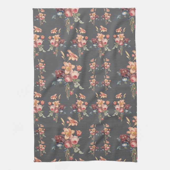 Victorian Rose and Lily  Kitchen Towel (Vertical)