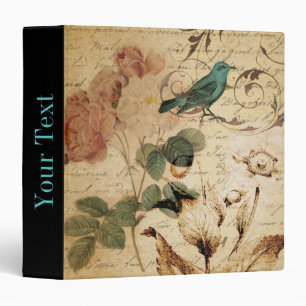 victorian rose bird Paris French Botanical 3 Ring Binder