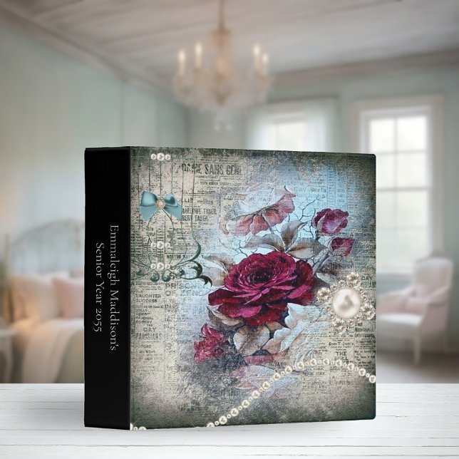 Victorian Rose Bohemian Pearls Scrapbook Memories 3 Ring Binder (Creator Uploaded)