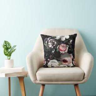 Victorian Rose Bold Colorful Floral Throw Pillow