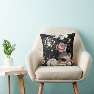 Victorian Rose Bold Colorful Floral Throw Pillow