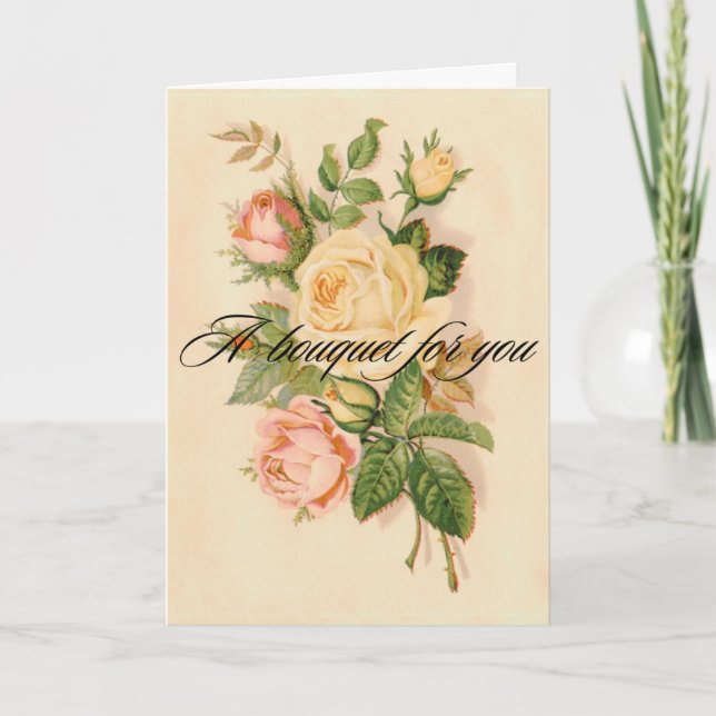 Victorian Rose Bouquet Birthday Card (Front)