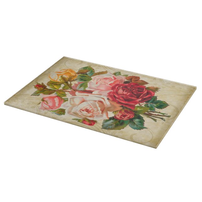 Victorian Rose Bouquet Cutting Board (Corner)