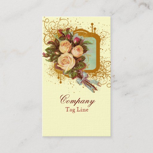 Customizable Victorian Rose Bouquet Elegant Business Cards
