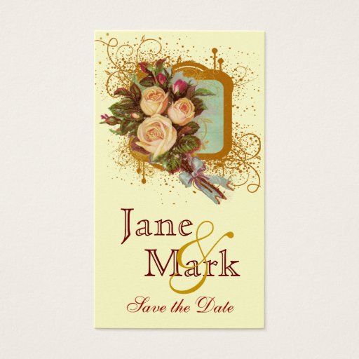 Customizable Victorian Rose Bouquet Elegant Save the Date Business Card