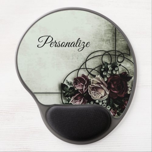 Victorian rose chabby chic gel red gray black gel mouse pad