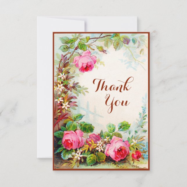 Victorian Rose Cottage Garden Blank Thank You (Front)