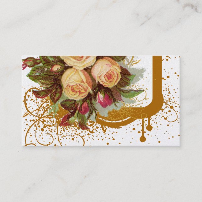 Victorian Rose Elegance Gold Business Cards (Front)