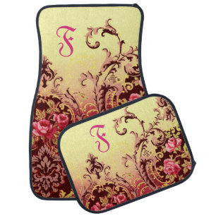 Victorian rose elegant floral vintage car floor mat