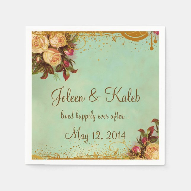 Victorian Rose Elegant Personalized Napkins (Front)