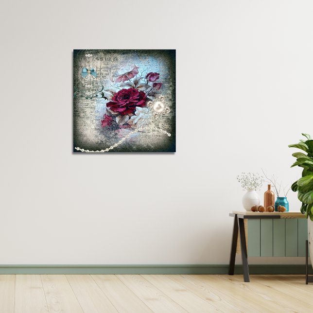 Victorian Rose Ephemera Faux Canvas Print (Creator Uploaded)
